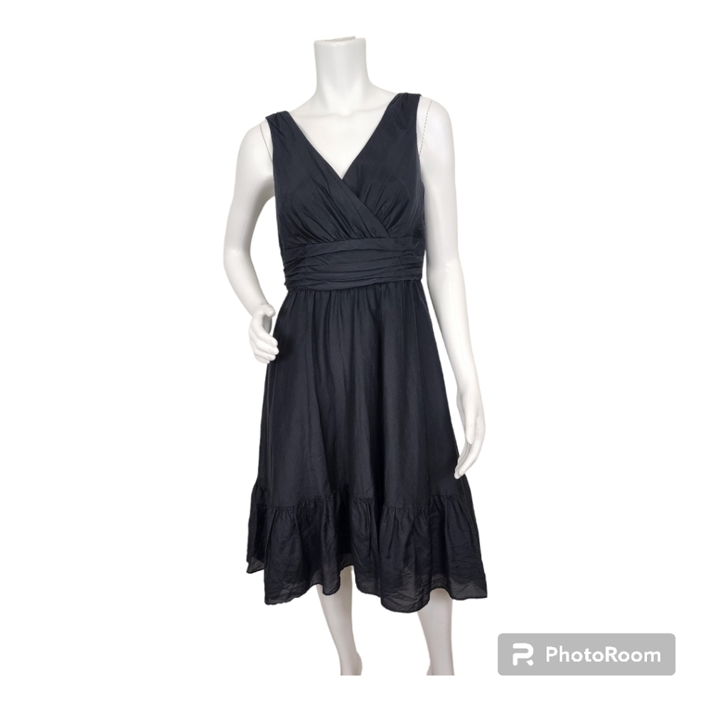 WHBM Tiered Empire Waist Black Silk Dress Size 6